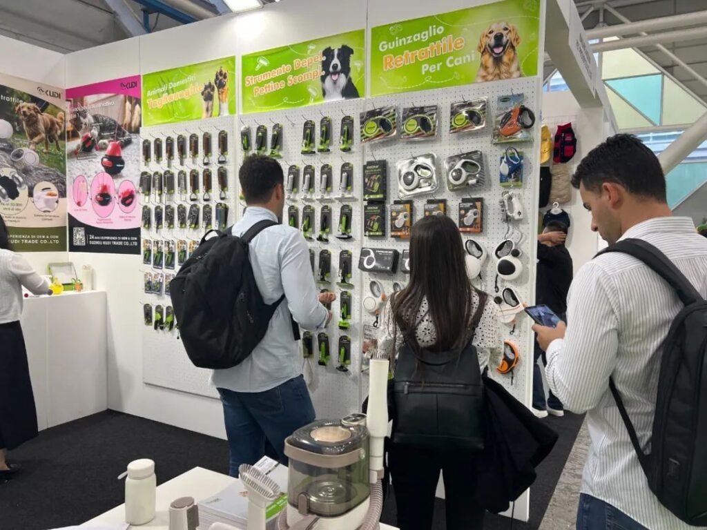Customer checking out our leash display