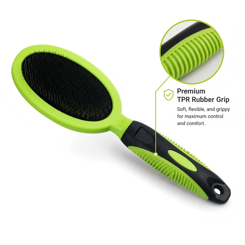 KUDI dog brushes include TPR rubber grip